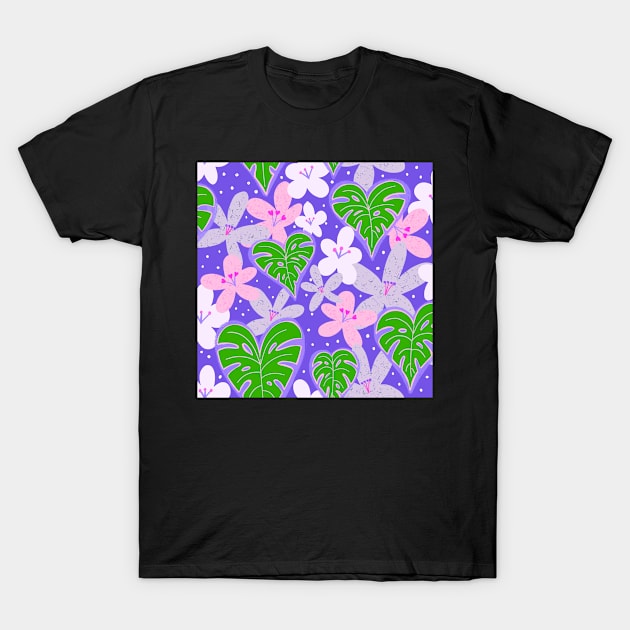 Monstera hearts and tropical florals T-Shirt by Papergrape